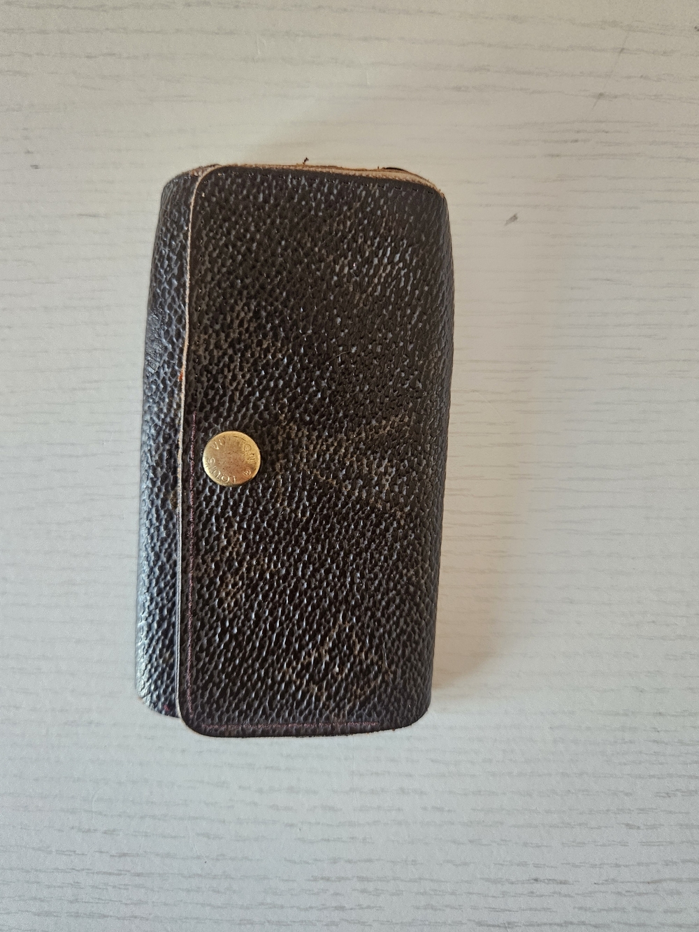 Louis Vuitton Dark Brown Textured Key Holder with Gold Snap (Project)
